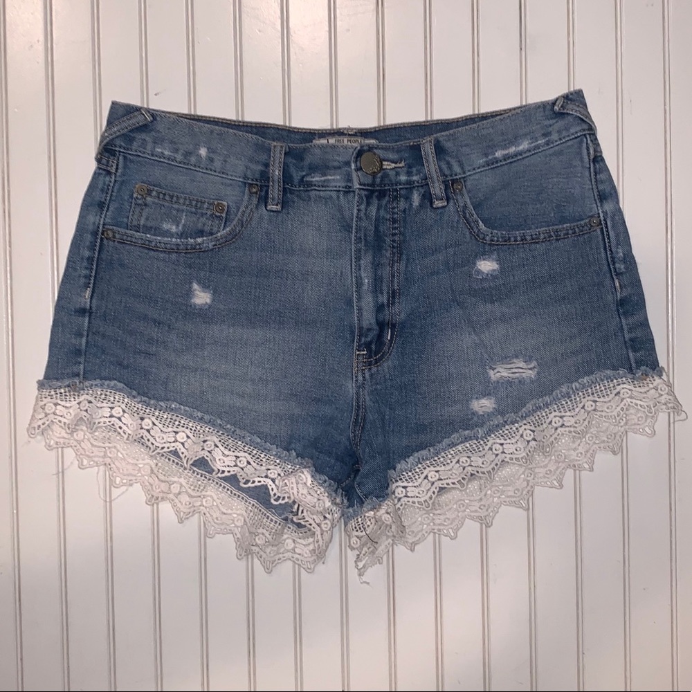 FP LACE JEAN SHORTS